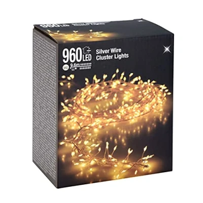Immagine di Spetebo Cluster Micro catena luminosa a 960 LED, luce bianca calda, cm, con alimentatore di rete per interni ed esterni