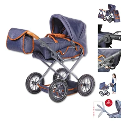 Immagine di KNORRTOYS.COM Knorrtoys 63130 Passeggino Ruby, per Bambole, Colore Blu Scuro, 51 x 37 64 cm,