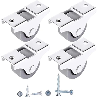 Immagine di Set di 4 ruote piccole da 25 mm, in gomma per mobili, non girevoli, plastica, elettrodomestici e attrezzature, piccole, con viti incluse (4, Ø mm/25 kg)