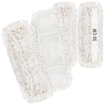 Immagine di com four® 4X Panno per la Pulizia Premium di Ricambio in Microfibra Lavapavimenti Mop Interno 50 cm Larghezza Lavabile Fino a 60C (4 Pezzi Bianco cm)