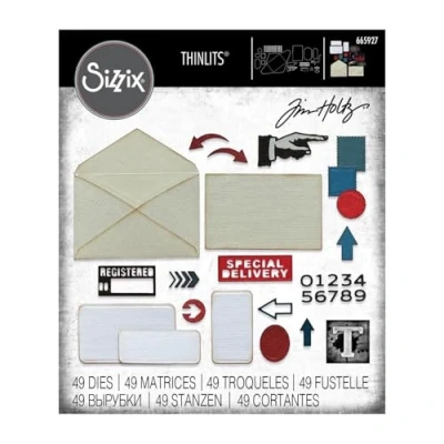 Immagine di Sizzix Set di Fustelle Thinlits 48PK Postale da Tim Holtz 665927 Capitolo 3 2022, Multicolor, One Size