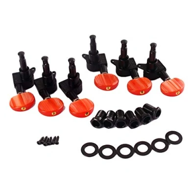 Immagine di Alnicov chitarra String Tuning Pegs Teste meccaniche per tornio sigillate elettrica o acustica, nero + rosso