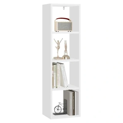 Immagine di WOLTU Libreria con 4 Livelli, Scaffale a Cubo in Piedi, Aperto, Moderno, per Soggiorno, Studio, Camera da Letto, Ufficio, 30x106,5x23,5 cm, Bianco, SK051ws