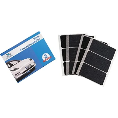 Immagine di 2 portatarga senza cornice in velcro, per auto e moto, resistente alle intemperie, conforme alla norma tedesca