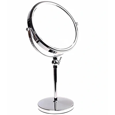 Immagine di HIMRY Specchi da Trucco, Regolabile in Altezza, Ingranditori 7x con Piedistallo ø 20 cm, 8 Pollici Cosmetico Specchio Tavolo, Bagno per Rasatura, 2 Faccia, Cromato, KXD3101