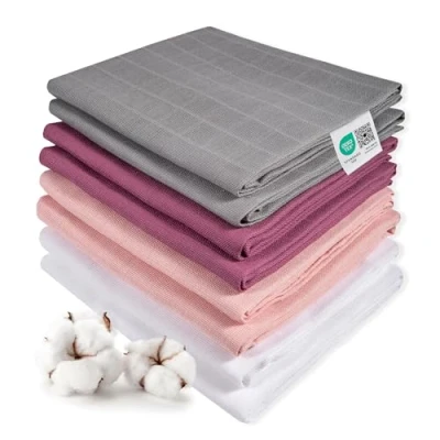 Immagine di Makian Set da 8 Mussole Neonato 80x80 cm Teli in Mussola / Salviette 100% Cotone, Test OekoTex Standard 100, Lavabili Lavatrice