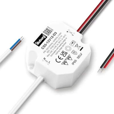 Immagine di illuburg Trasformatore LED 12V 2,4W 12W Dimmerabile TRIAC Impermeabile IP65 per Strisce Lampadine Alimentatore Driver