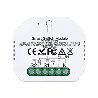 Immagine di Mini Interruttore WIFI Intelligente, Smart Switch Module, Funzione Con Pulsante N.O. + RF 433, Compatibile Amazon Alexa e Google Home (WIFI RF433)
