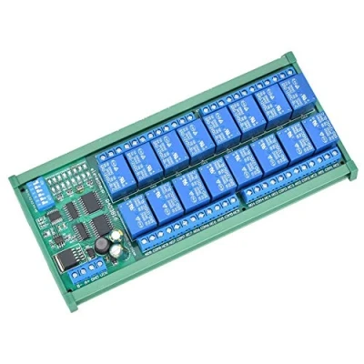 Immagine di Scheda di espansione PLC con relè a 16 canali 12V 10A RS485 per Modbus(R4D3B16 R with DIN rail box)