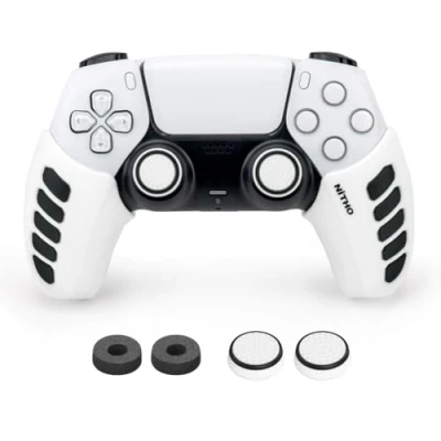 Immagine di NiTHO Gaming Kit Per Controller Playstation 5, Include Impugnature Silicone Anti Sudore, Anelli di Precisione, Copri Levette Analogiche, Migliora il Controllo del Gioco PS5