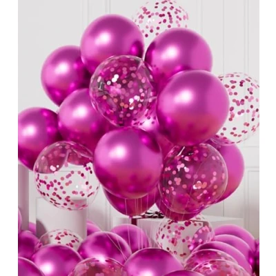 Immagine di AULE Palloncini Fucsia Metallizzati: 42 Pezzi 30cm Fuxia Coriandoli Cromati Rosa Lucido Spessi in Lattice per Baby Shower Matrimonio Compleanno Decorazioni