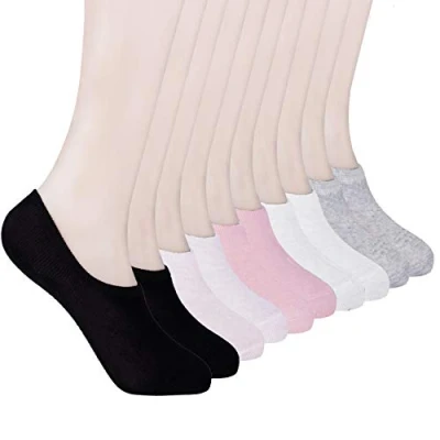 Immagine di HBselect 10 Paia di Calzini Antiscivolo Donna a Tinta Unita Calze Corte in Cotone