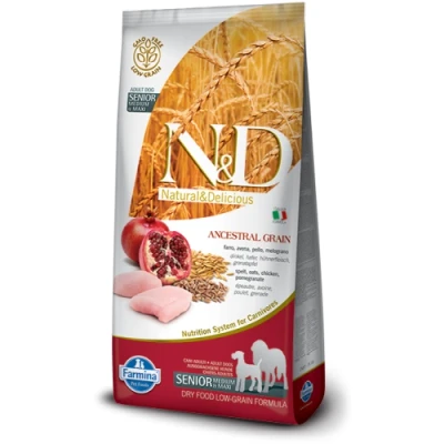 Immagine di Farmina N&amp;D Senior Medium &amp; Maxi Low Grain Pollo e Melograno 12 kg