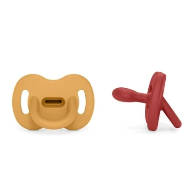 Immagine di Suavinex, Confezione da 2 ciucci in silicone, bambini 6/18 mesi, tettina Simmetrica Sx Pro, morbida e flessibile, ideale per dormire, rispetta lo sviluppo orale, Colour Essence, miele peperoncino