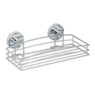 Immagine di Wenko mensola da parete Vacuum Loc, per doccia con design a castello aperto in metallo cromato il bagno, oer fissaggio senza foratura attacco, 26x5,5x15,5cm