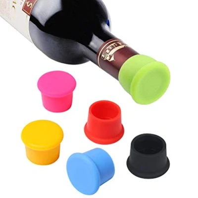 Immagine di Vicloon Tappi Colorati per Bottiglie, 6Pezzi Tappo Bottiglie di Birra, Bottiglia in Silicone Riutilizzabile, Champagne, Vino, Acqua, Bevande, Succo Frutta e Vetro (Colore)