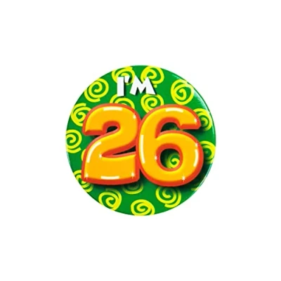 Immagine di PD Party 6014726 Compleanno Distintivo/Spillo Badge Celebrazione Festa I&#039;m 26, Multicolore, 5.5cm Lunghezza x Larghezza 0.5cm Altezza