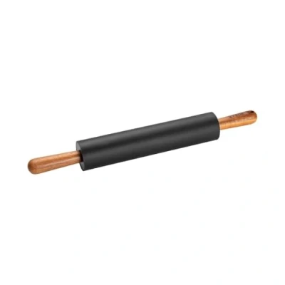Immagine di STAUB Pasta roller, lunghezza 45 cm, larghezza rotolo: 26 silicone nero senza BPA e legno di acacia, manico ergonomico, marrone