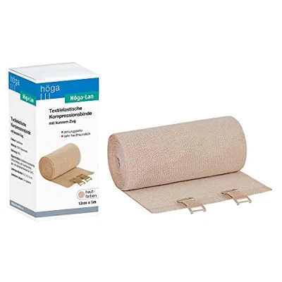 Immagine di Höga Lan, textile bendaggio di compressione elastica con corto treno 12 cm x 5 m dell&#039;applicazione molto delicato sulla pelle, traspirante, elastico, lavabile a