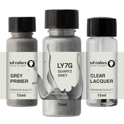 Immagine di SD COLORS Vernice per ritocchi Ly7G, 15 ML, riparazione graffi e scheggiature, codice colore grigio quarzo (vernice+primer laccetto)