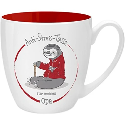 Immagine di GRUSS &amp; CO 45506 Tazza anti stress per nonno, 45 cl, idea regalo, in porcellana New Bone Cina, 9,5 cm, colore: rosso