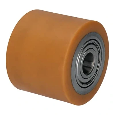 Immagine di WIKO Ruote per Carrelli Merci Pesanti Rullo in Poliuretano Transpallet 80x50 mm fino a 450 kg con Cuscinetti Sfera Ruota Fissaggio dei Pallet (Foro dell’Asse 17 mm)