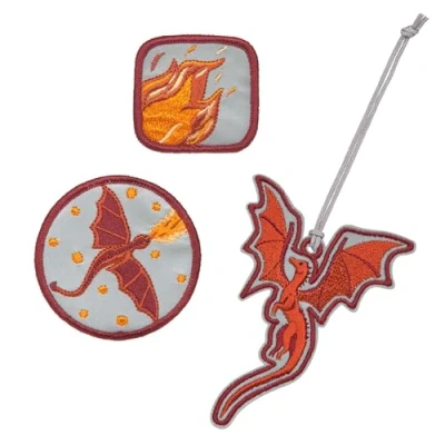 Immagine di Lässig Set di ciondoli e toppe (3 pezzi) con chiusura a scatto/School Patches Dragon