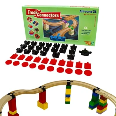 Immagine di TOY2 Allround XL Set di 41 connettori per binario compatibili con Brio &amp; Lego Duplo