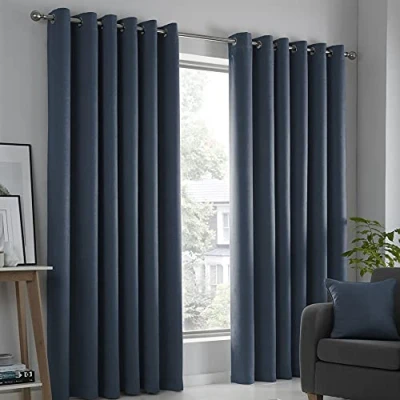 Immagine di Fusion Strata Coppia di tende con occhielli, 229 x 183 cm, colore: blu navy