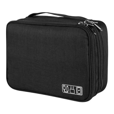 Immagine di AiQInu Organizer Cavi Borsa da Viaggio Organizzatore 3 Strati Resistente All&#039;acqua Portatile Porta per Caricatore, Chiavetta USB, Auricolare, Power Bank, Hard Disk, Scheda SD
