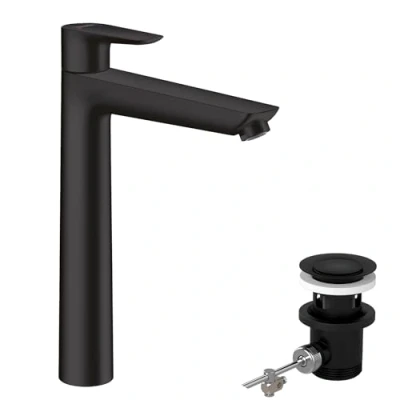 Immagine di hansgrohe Talis E Miscelatore monocomando lavabo 240 con saltarello, nero opaco, 71716670