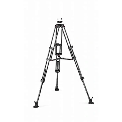 Immagine di Manfrotto MVTTWINMC CF Treppiede Video a Gamba Doppia con Stabilizzatore Intermedio e Culla da 100/75 mm, Nero