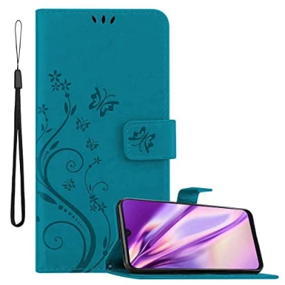 Immagine di Cadorabo Custodia Libro per Samsung Galaxy A30S / A50 S in BLU Fiore Design di con Chiusura Magnetica, Funzione Stand e 3 Vani Carte Portafoglio Cover Case Wallet Book Etui