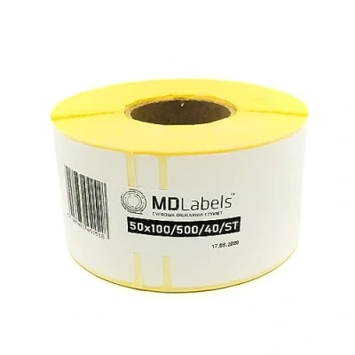 Immagine di MDlabels etichette termiche bianche su rotolo, 50x100 mm,500 pezzi, autoadesive permanenti, per codici a barre, adesive scrivere
