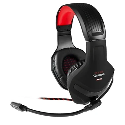 Immagine di Mars Gaming MH2, Cuffie da Gioco con Microfono per PC Ultrabass e Cancellazione del Rumore, 1, Nero/Rosso