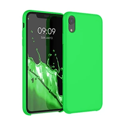 Immagine di kwmobile Cover per Apple iPhone XR Custodia Back Case Smartphone in Silicone TPU Protezione Gommata verde fluorescente