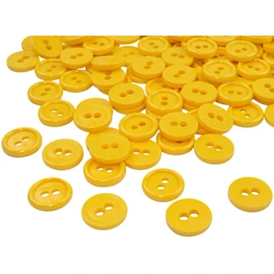 Immagine di AERZETIX C56315 Set di 100 Bottoni rotondi per cucito Ø11.5x2.2mm con 2 fori diametro apertura 2mm colore giallo mais in plastica hobby creativo decorazione cucire merceria moda