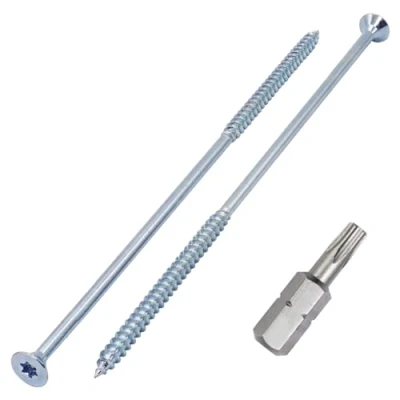 Immagine di SKIR&#039;CO (10 pezzi) Viti per Legno in Acciaio Zincato 6,0 x 220 mm, a Testa Svasata Torx, Truciolare, Parzialmente Filettate