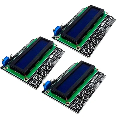 Immagine di AZDelivery 3 x HD44780 LCD Keypad Shield 16x2 LCD1602 I2C Modulo Display 2x16 Caratteri (con Sfondo Blu E Bianchi) compatibile con Arduino incluso un Book!