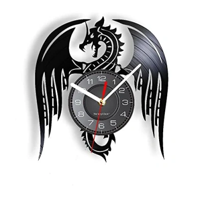Immagine di Smotly orologio da parete in vinile, un mitico analogico a forma di drago, è regalo.