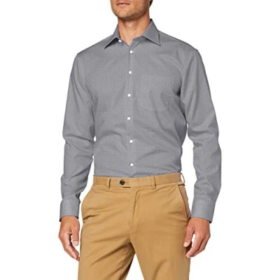Immagine di Seidensticker Regular Bügelfrei Kent Langarm, Camicia Uomo, Nero (Anthra), 41