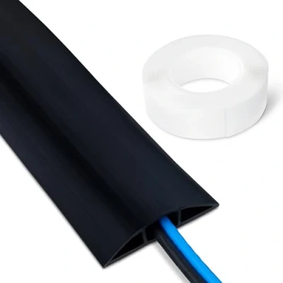Immagine di Amazon Basics, Canalina passacavi da pavimento, 1,8 m di lunghezza, 6,35 cm diametro, nero