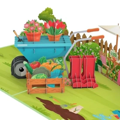 Immagine di MOKIO® Biglietto Auguri Pop Up Giardino regalo in 3D per un compleanno, come buono il giardinaggio o centro giardini, di compleanno giardinieri