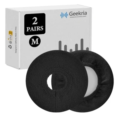 Immagine di GEEKRIA 2 Paia di copriauricolari in Maglia per Cuffie, Protezioni Auricolari sanitarie Lavabili ed Elastiche Cuffie Over Ear, antisudore Calore e Comfort (M/Nero)