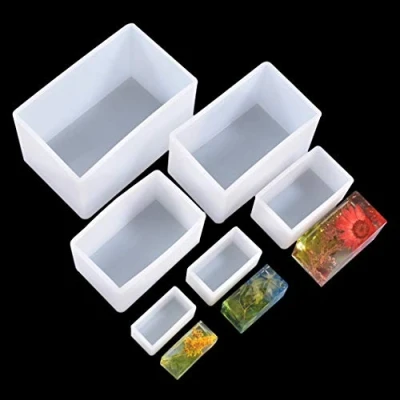 Immagine di Rolin Roly 6PCS Stampi per Colata in Resina Rettangolari Stampo Silicone Epossidico di Cristallo Epossidica Siliconica Trasparente Epoxy Casting Mold (6PCS Cuboid Molds)