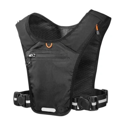 Immagine di Spigen Dynamic Shield A720 Gilet da Corsa Leggero, Zaino Corsa, Bande Riflettenti, Compatibile con Smartphone Fino a 6,9, Leggero e Vestibilità Sicura Nero