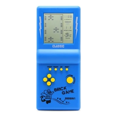 Immagine di HLF Console di Gioco in Mattoni a Grande Schermo da 3,5 Pollici Blocchi Costruzione Corse/Carri Armati 23 Giochi Classici Puzzle nostalgici integrati (Blu)