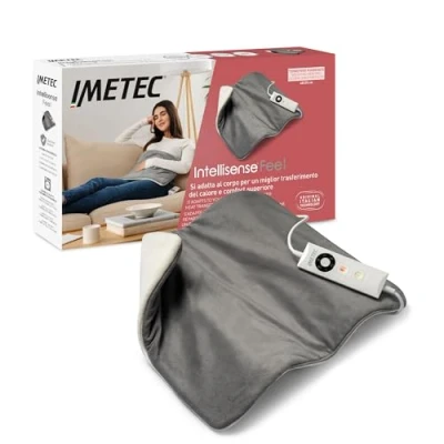 Immagine di Imetec Intellisense Feel, Termoforo ponderato, cuscino termico elettrico effetto sabbia, Per schiena e addome, Rapido riscaldamento, Anallergico Lavabile, 5 temperature, Electro block di sicurezza