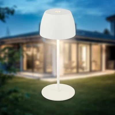Immagine di B.K.Licht Mini lampada da tavolo a LED senza fili IP44 con touch, dimmerabile in continuo, batteria ricaricabile e sorgente luminosa intercambiabile, comodino, 8x20 cm (LxA), bianco
