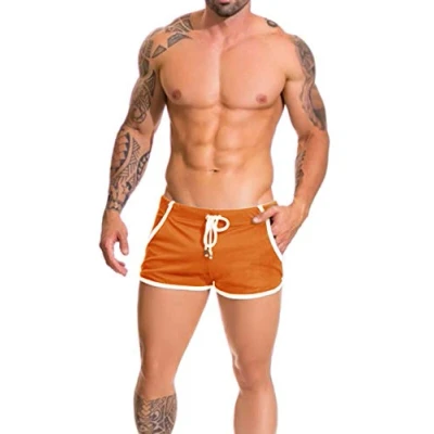 Immagine di Alivebody Uomo Maglia Atletico Fitness Pantaloncini per in Esecuzione Allenarsi Nuoto Asciugatura Veloce Leggero Color Orange Size XXL